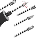 20 Pcs Double Cut Carbide Rotary Burr Set 1/8" Shank Compatible with Dremel for Metal Glass Woodworking, Drilling, Carving, Engraving, Polishing Cutting with 2 Collets