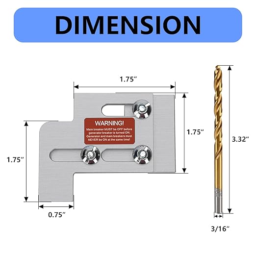 Generator Interlock Kit Compatible with Square D QO and Homeline Indoor or Outdoor 100 or 125 Amp Panels, 3/4 Inch Spacing Between Main and Branch Breaker, Professional Interlock kit(SD100A)