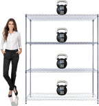 60"x24"x72" PRIME HEAVY DUTY Chrome 4-Tier Wire Shelving NSF 2400 LBS MAX Capacity Storage Rack for Commercial, School, Home, Garage, Warehouse, Industrial, and Hospital Uses (with Wheels)