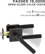 Asidrama 4 Pack Passage Matte Black Door Handles, Door Lever with Door Knobs Indoor for Bedroom or Bathroom, Matte Black Door Handles Interior with Locks for Left Right Sided Doors