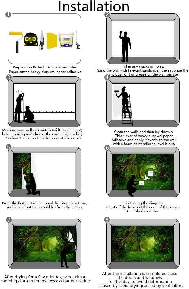 Green Forest Wallpaper Ancient Large Trees Wall Mural for Bedroom Living Room Bathroom Sofa Background (Non-self-Adhesive)