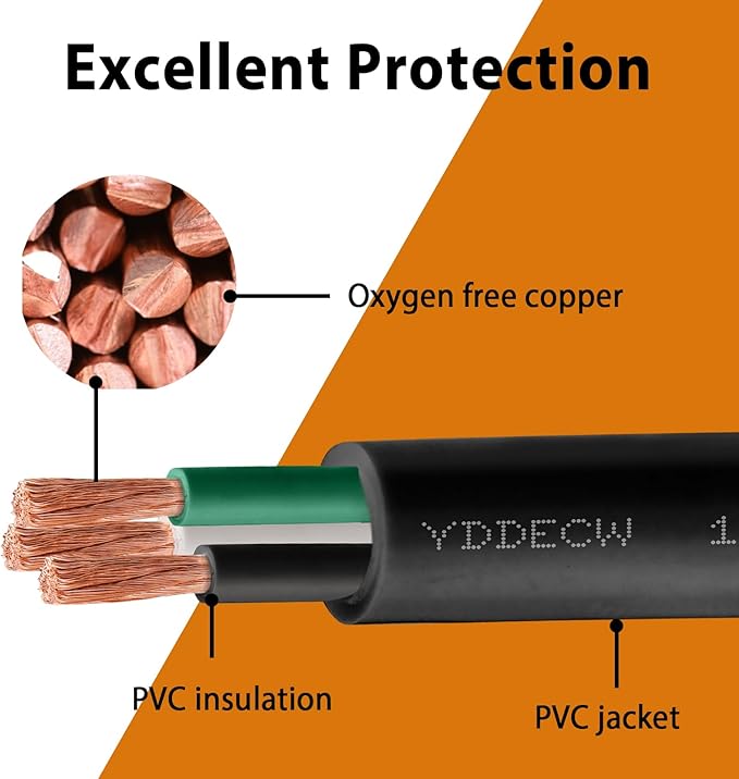 100ft 18/3 18 AWG Portable Power Cable (3 Conductor) - SJOOW 300V 18 Gauge Electric Wire for Motor Leads, Portable Lights, Battery Chargers and Machinery - 3 Conductor - 100 Feet Electrical Cord