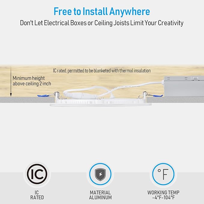 TORCHSTAR 12-Pack 6 Inch Ultra-Thin LED Recessed Lighting with J-Box, 3000K Warm White, 12W Dimmable 1000lm Brightness LED Downlight, ETL & Energy Star Listed