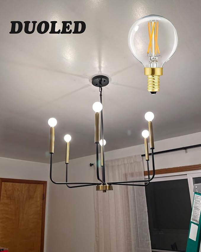 G16.5 Dimmable E12 Led Bulb 6W Equal 60 Watt E12 Candelabra Bulb Daylight 4000K Globe Light Bulb for Chandeliers,Ceiling Fan,Wall Sconce,600lm,AC120V,6Pack