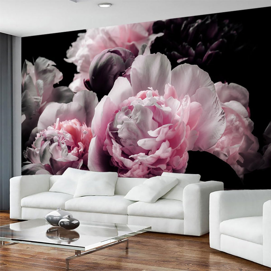Large Pink Peony Flower Wallpaper for Bedroom, Living Room, Bathroom Background Wall Decoration(Non-self-Adhesive)