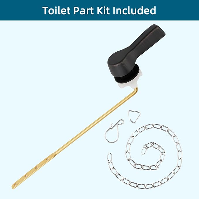 Hygie Rinse Metal Toilet Handle Lever Flush Replacement, Universal Front Mount Toilet Handle with Stainless Steel Flapper Chains, Toilet Repair Kit, Oil Rubbed Bronze