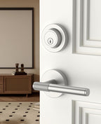 Asidrama Premium Satin Nickel Zinc-Alloy Front Door Lock Set: Double Cylinder Deadbolt, Heavy Duty Security Handleset for Left/Right Exterior Doors, Universal Entry Locks (2 Pack)