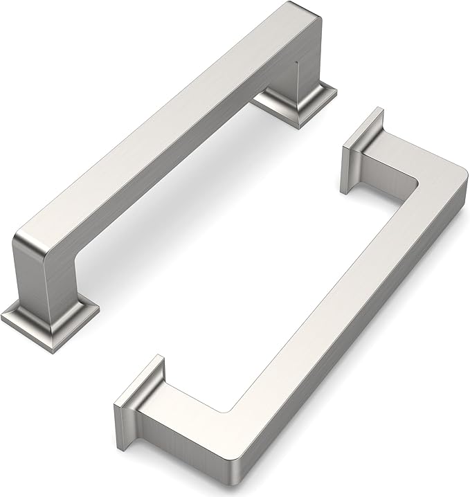 FILTA 3.75 Inch(96mm) Hole Centers Brushed Nickel Cabinet Pulls(Set of 10),Silver Cabinet Pulls Zinc Alloy Kitchen Cabinet Handles Cabinet Hardware for Cabinets Cupboard Drawer