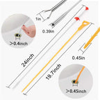 Omont 6 Pack Drain Hair Remover, 24 Inch Flexible Sink Snake Tool for Clogged Pipes and Tubes, Orange Drain Cleaner