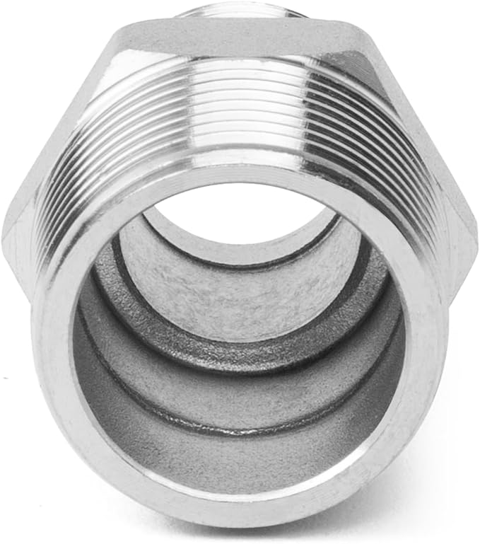 ChillWaves 304 Stainless Steel Pipe Fitting, Reducer Hex Nipple 1/2" NPT Male x 1/4" NPT Male Thread Adapter(3-PACK)