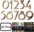 Diggoo 20 Pack Mailbox Numbers 0-9, 2.76 Inch High, Door Address Numbers Stickers for Apartment, House, Room, Office, Cars, Trucks, Bronze Plating Process Number Sign