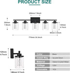 5-Light Black Bathroom Vanity Lights,Modern Wall Lamps for Bedroom,Dimmable Led Vanity Lighting for Bathroom Mirror,5CCT LED Wall Sconces Light Fixtures with Clear Glass Shade