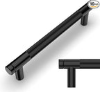 Amerdeco 10 Pack Matte Black Cabinet Pulls 6.25 Inch(160mm) Hole Center Drawer Pulls Cabinet Hardware Kitchen Cabinet Handles for Bathroom Dresser Pulls ZH0031