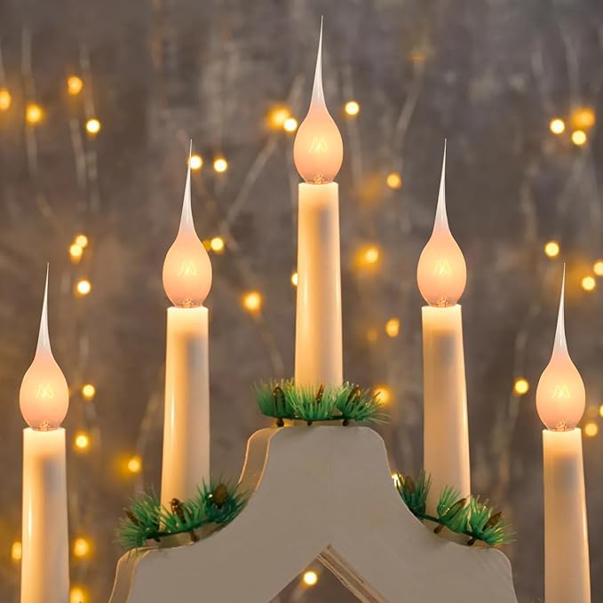 12 Pack Silicone Dipped Candle Light Bulbs Electric Candle Bulbs, for Chandeliers Window Candle Replacement Bulbs & Candelabra Light Bulbs, Clear Silicone Shatterproof, C7/E12 Base, 5W, Warm White