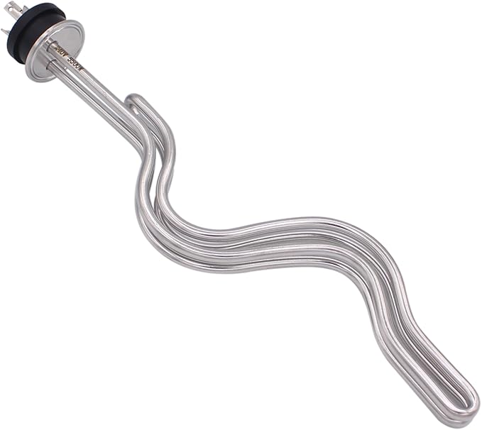 DERNORD 240V 5500W Tri-clamp Ripple Heating Element Stainless Steel Immersion Water Heater with 3-Wire Electrical Locking Plug (1.5 Inch Tri clamp)