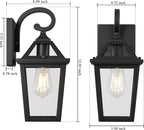Colonial Outdoor Light Fixture Wall Mount, Exterior Light Fixture Wall Sconces with Clear Glass for Front Porch, Waterproof Outdoor Wall Lantern in Black Finish for House, Doorway, Garage, Patio