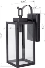 LIT-PaTH Outdoor Wall Lantern, Wall Sconce as Porch Lighting Fixture, E26 Medium Base Max 60W, Anti-Rust Metal with Glass Shade, Black, 2-Pack