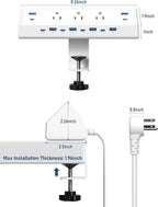 Jgstkcity 130W Desk Clamp Power Strip, 12 USB Ports (6 PD 65W USB-C),Surge Protector,ETL Listed Power Hub Extension Cord,Fast Charging Station for Home Office Desk Edge Mount (White, 12 USB-130W)