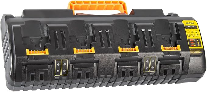 DCB104 20V MAX Battery Charger Replacement for Dewalt Battery Charger, 4 Port Multi Charger Station with 2 USB Ports, Compatible with Dewalt 12V-20V Batteries