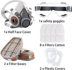 Respirator Mask Reusable Half Face Gas Cover/ Shield with Safety Glasses, Filters for Painting, Welding, Polishing, Woodworking and Other Work Protection (Medium)