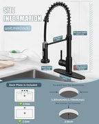 Oil Rubbed Bronze Single Handle Kitchen Faucet Set with Pull Down Sprayer and Soap Dispenser, 17-inch Tall