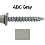 #14 Metal ROOFING SCREWS(250) Screws x 1-1/2" ABC GRAY Hex Washer Head Sheet Metal Roof Screw. Self starting/self tapping metal to wood with EPDM washer. Colored head. for corrugated roofing