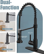 Oil Rubbed Bronze Single Handle Kitchen Faucet Set with Pull Down Sprayer and Soap Dispenser, 17-inch Tall