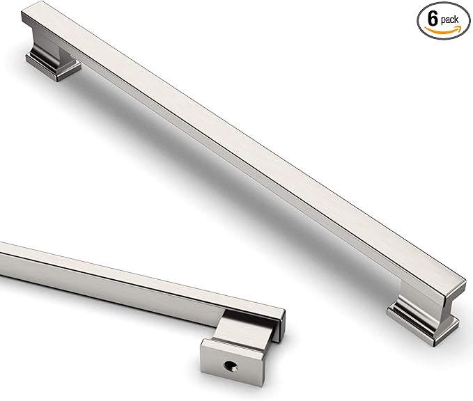 Asidrama 6 Pack 9 Inch(228mm) Brushed Satin Nickel Kitchen Cabinet Handles, Cabinet Pulls Kitchen Cabinet Hardware for Cupboard Drawer Pulls