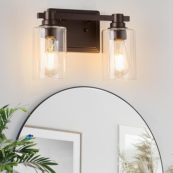 2 Lights Bathroom Lighting Fixtures Over Mirror Oil Rubbed Bronze Bathroom Vanity Light Fixture Farmhouse Vanity Light Vintage for Bedroom Living Room Hallway