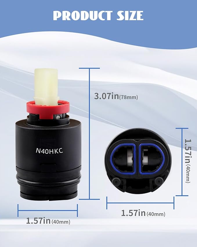 N40HKC Shower Cartridge Replacement for Tub/Shower Faucet, 40mm Shower Faucet Cartridge Black