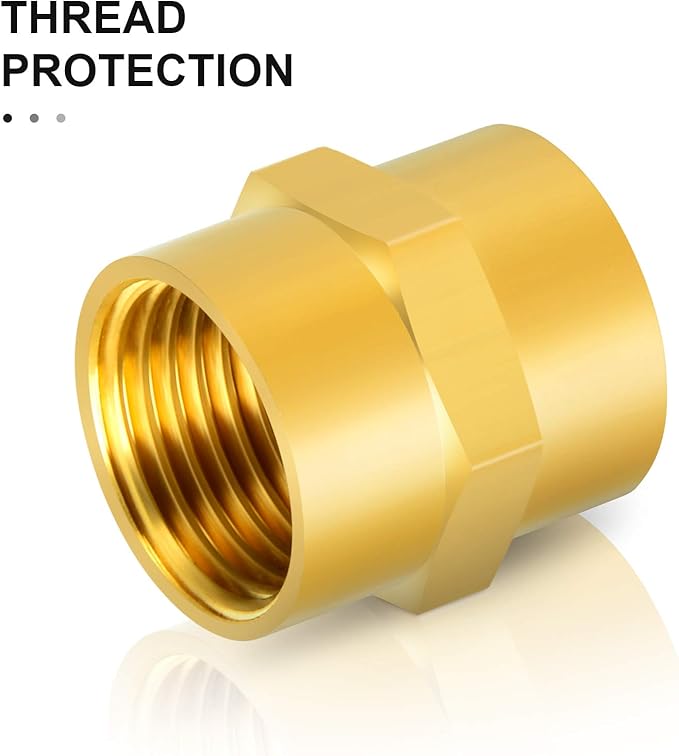 GASHER 8PCS Brass Pipe Fitting Hex Coupling Kit 1/8 inch 1/4 inch 3/8 inch 1/2 inch