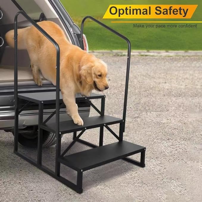 RV Steps with Handrail, Hot Tub Steps with Handrail, Portable Stairs Steps for 5th Wheel RV, Mobile Home Stairs Outdoor RV Step (3 Steps with 2 Handrails)