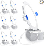 Ensenior 6 Pack 6 Inch LED Recessed Light, Dimmable, 6000K Clear White, 1200LM High Brightness, 12W 120V, Damp Rated, Ultra-Thin Canless Wafer Ceiling Light - ETL & FCC & IC