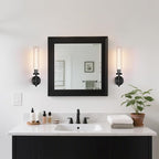 Modern Black Hardwired Wall Sconces, 21'' Knurled Bathroom Wall Sconce, Indoor Wall Sconce,Copper and Glass Vanity Light, for Living,Bedroom, Hallway, Staircases, Include Bulbs