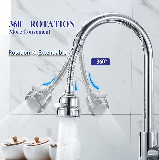 Kitchen Faucet Sprayer Attachment, Movable Faucet Extender for Kitchen Sink, 360° Rotatable Sink Faucet Head Anti-Splash Tap Booster Shower and Water Saving Faucet for Kitchen