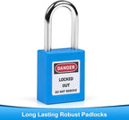 5pcs Blue Loto Locks Set - Keyed Different, 2 Keys Per Lock, OSHA Compliant Safety Padlocks for Electrical Lockout Tag Out Kits