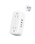 TROND Outlet Extender with 360 Rotating Plug, Plug Adapter with 4 Electrical Sockets and 4 USB Ports, 900 Joules Surge Protection, 3 Way Outlet Splitter for Home Office Travel, White