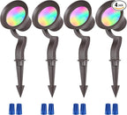 LEONLITE 10W RGB Low Voltage Landscape Lights, Color Changing Wall Wash Landscape Lighting Outdoor, 12V LED Landscape Spotlights, Uplight, ETL Listed, Aluminum, IP65 Waterproof, Pack of 4