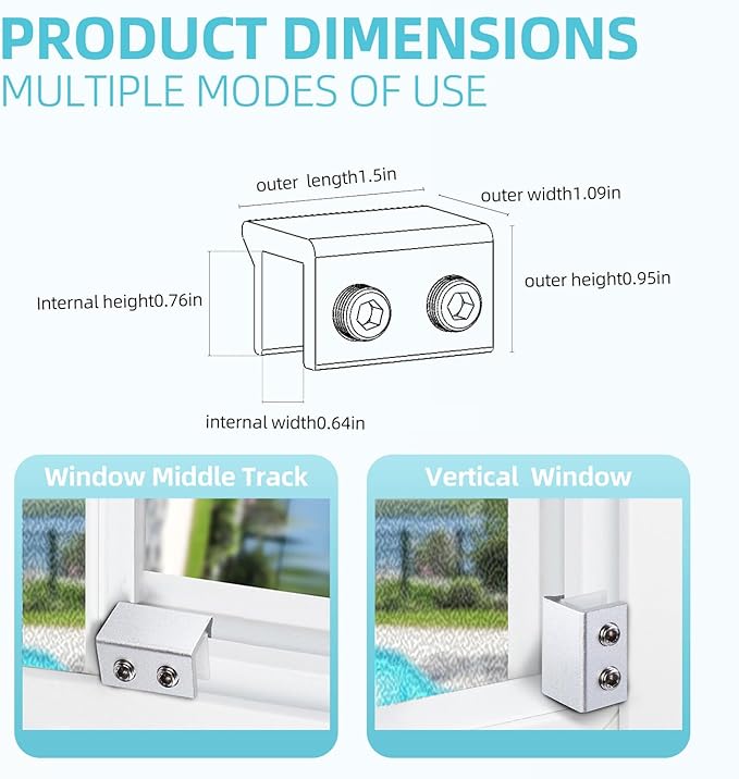 Window Locks for Up and Down Windows 4 Pack Window Stopper Sliding Window Lock for Vertical Horizontal Sliding Windows Doors with Key Aluminum Window Security Locks Child Proof(Silver Medium)