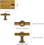 Amerdeco 10 Pack Antique Brass Cabinet Knobs 1.46 Inch(37mm) Single Hole Cabinet Handles Rectangle Drawer Knobs and Pulls for Bathroom Cabinets ZH0069