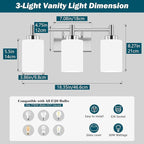3-Light Brushed Nickel Bathroom Light Fixtures Over Mirror, Rustproof Brushed Nickel Vanity Light, Modern Bathroom Vanity Lights with Milky White Glass Shades, Wall Sconces for Bathroom Lighting