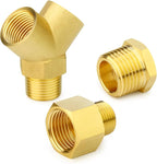 GASHER 2PCS Brass Pipe Fitting Male Branch Tee Y Adapter 1/2" NPT Female x 1/2" NPT Female x 1/2" NPT Male