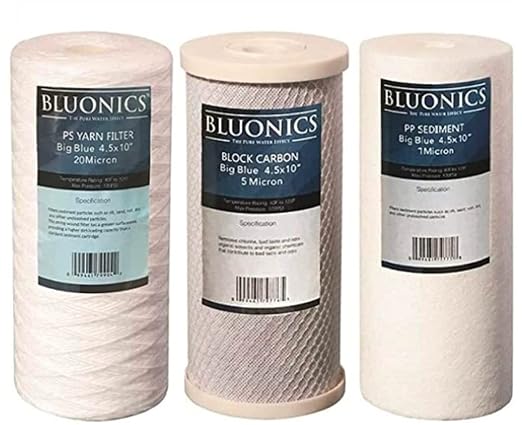 Bluonics Whole House Water Purifier - 3 Stage Filter System for Rust, Iron, Sand, Dirt, Sediment, Bad Taste/Odor Reduction