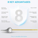 Toilet Handle Replacement Kit - Universal Front Mount Toilet Flush Handle, American Standard Toilet Lever Replacement Fits Most Toilets, Metal Toilet Tank Lever with Steel Flapper Chain [Brass&Chrome]