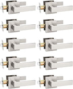 10 Pack Brushed Nickel Passage Door Levers Interior Door Handles, Heavy Duty Closet Hallway Door Handle Sets