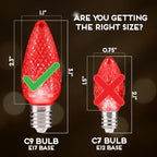 HLO Lighting Set of 25 Red C9 Faceted LED Christmas Light Bulbs for Indoor & Outdoor Use | Durable Replacement Bulb