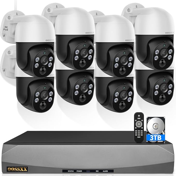 4K PT PoE Outdoor Wired Security Camera System Home Wired Cameras Video Surveillance