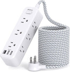 Mifaso Extension Cord, Surge Protector Power Strip, Long Extension Cord with 9 Outlets 3 USB Ports, Extension Cord with Multiple Outlets, USB Power Strip for Dorm Room Essentials, College(25FT, White)