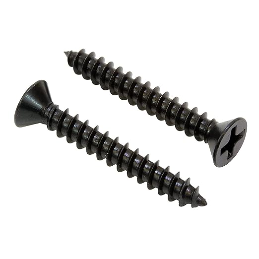 Bolt Dropper No. 8 x 2'' Black Screws, Xylan Coated Stainless Flat Head Phillips Wood Screw Deep Cut (25 Pack), 18-8 (304) Stainless Steel Anti Corrosion