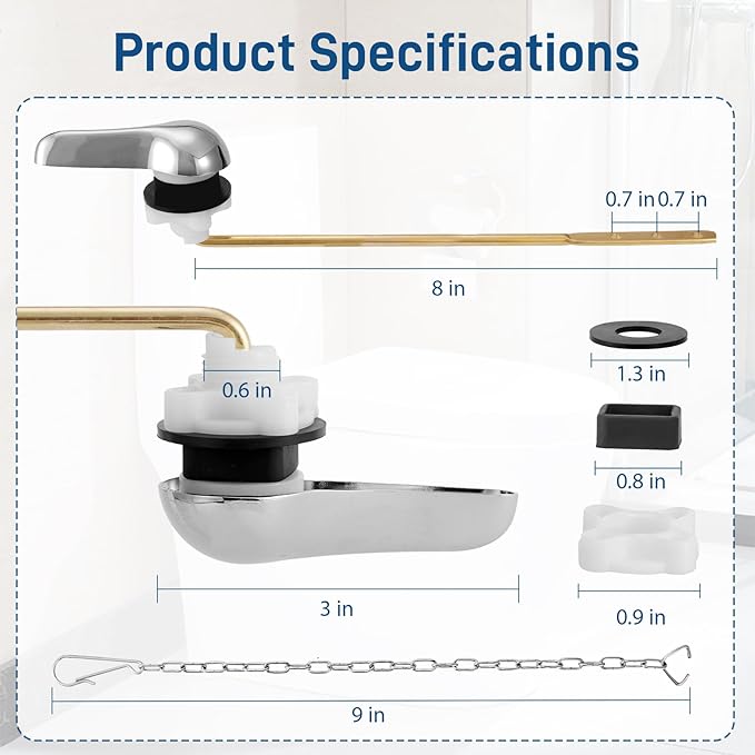 Universal Toilet Handle Replacement Kit ,Front Mount Toilet Flush Handle ,Zinc Alloy Toilet Handle Lever,Toilet Flush Handle Replacement Compatible with American Standard/Mansfield/Gerber (1 Pack)